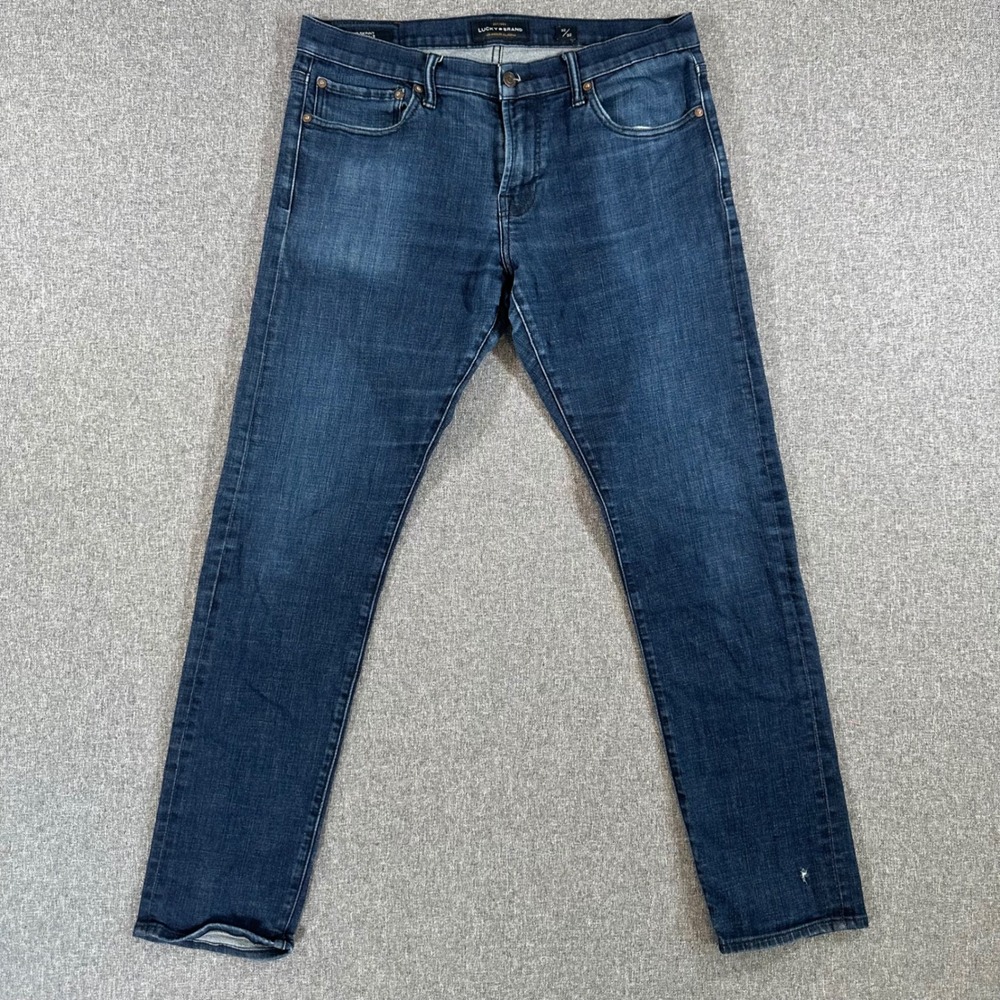 Lucky Brand 110 Skinny Jeans Mens 32x32 Blue Dark Wash Stretch Denim Pants Slim